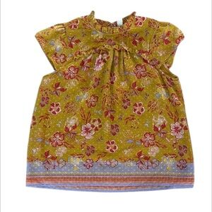 Joie mustard floral blouse size XL